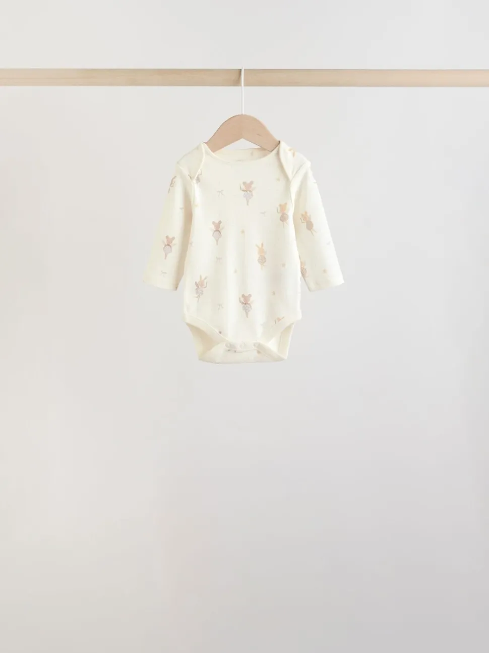 Ecru Fairy Mouse - Set van 5 babyrompertjes met lange mouwen
