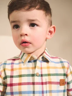 Ecru felle gingham-ruit - Shirt met Character lange mouwen (3mnd-7jr)