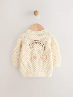Ecru gebreide - Geborduurd vest (0 mnd - 2 jr)
