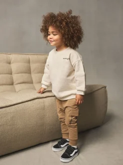 Ecru gebroken wit - Set met utility-sweatshirt en super skinny joggingbroek (3mnd-7jr)
