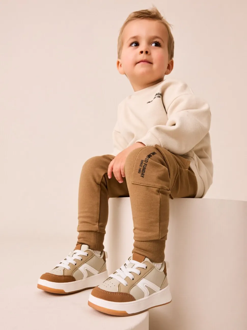 Ecru gebroken wit - Set met utility-sweatshirt en super skinny joggingbroek (3mnd-7jr)