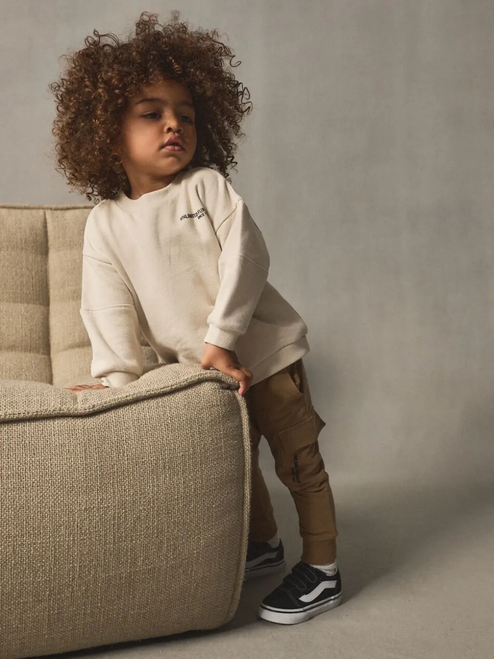Ecru gebroken wit - Set met utility-sweatshirt en super skinny joggingbroek (3mnd-7jr)