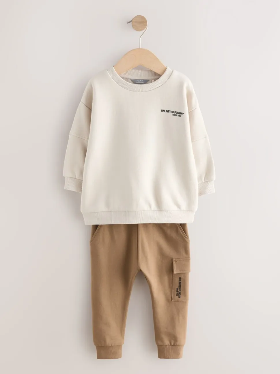 Ecru gebroken wit - Set met utility-sweatshirt en super skinny joggingbroek (3mnd-7jr)