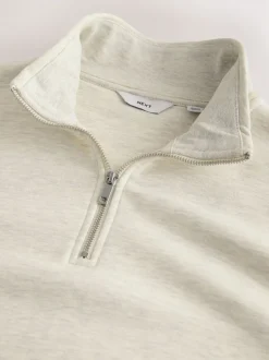 Ecru gemêleerd - Kwartrits - Sweatshirt van jersey met hoog katoengehalte