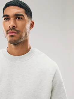Ecru gemêleerd - Normale Pasvorm - Heavyweight Cotton Rich Crew Neck Sweatshirt