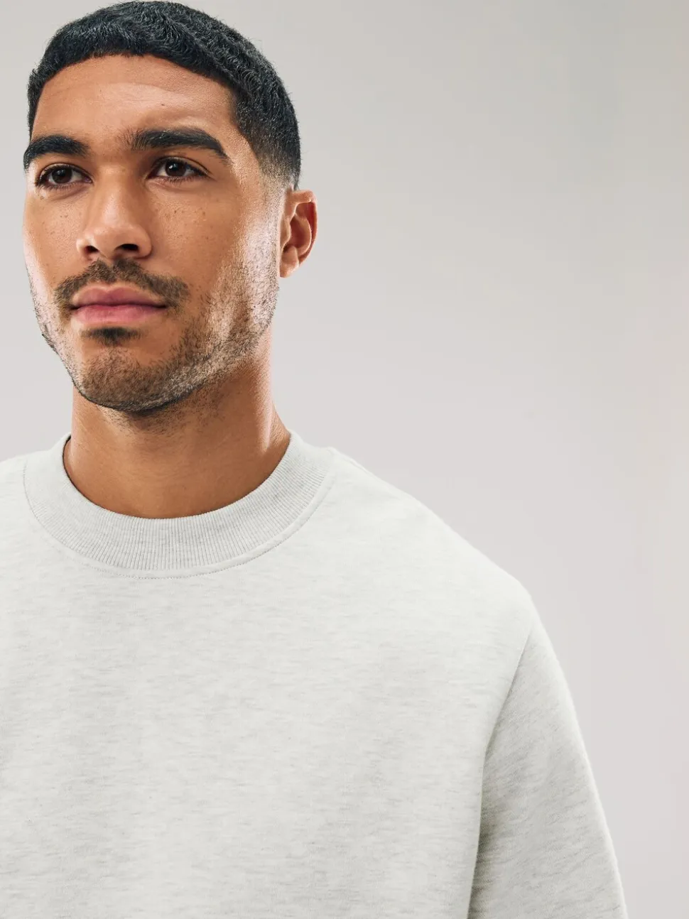Ecru gemêleerd - Normale Pasvorm - Heavyweight Cotton Rich Crew Neck Sweatshirt