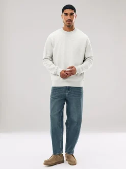 Ecru gemêleerd - Normale Pasvorm - Heavyweight Cotton Rich Crew Neck Sweatshirt