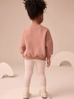 Ecru gestreepte beer - Versierde leggings (3 mnd-7 jr)