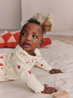 Ecru harten - 2 -delige babyset van top en legging (0mnd -2jr)