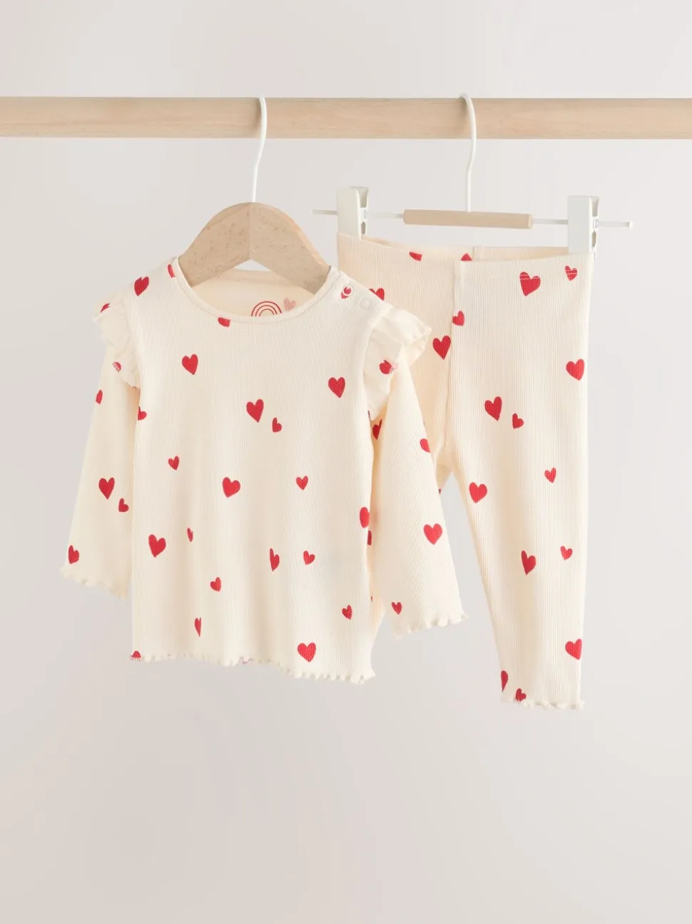 Ecru harten - 2 -delige babyset van top en legging (0mnd -2jr)