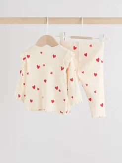 Ecru harten - 2 -delige babyset van top en legging (0mnd -2jr)