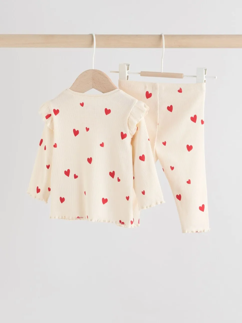 Ecru harten - 2 -delige babyset van top en legging (0mnd -2jr)