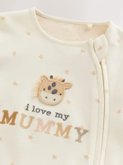Ecru I Love My Mummy - Babypyjama met tweewegrits (0-18mnd)