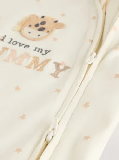 Ecru I Love My Mummy - Babypyjama met tweewegrits (0-18mnd)