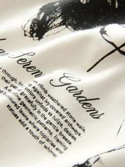 Ecru met bloemenmotief - Relaxed fit - Zwaar T-shirt met grafische print