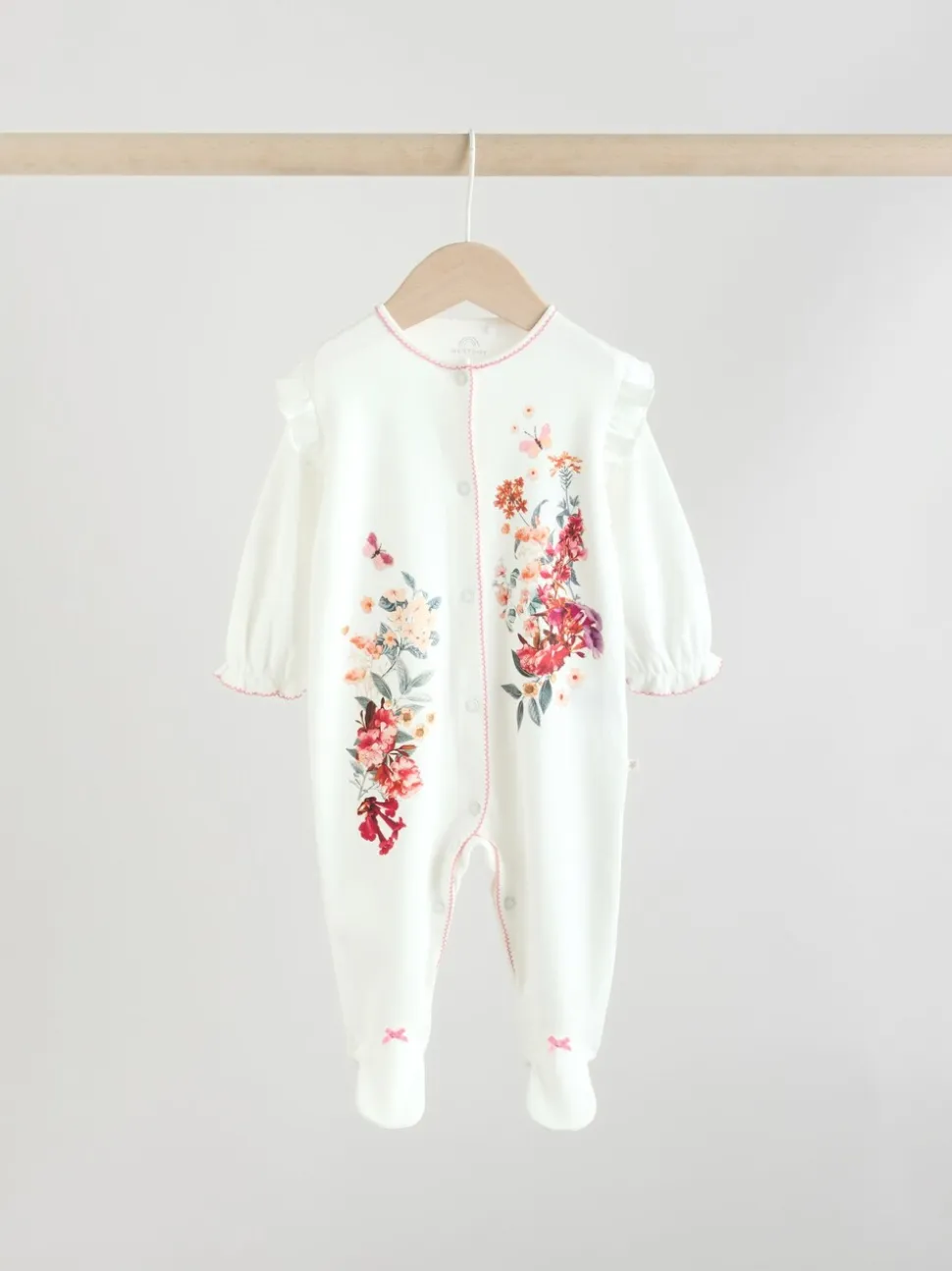 Ecru met bloemenmotief - Verpakking van 3 babypyjama's (0 mnd-2 jr)