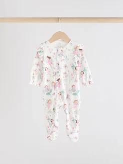 Ecru met elfje - Verpakking van 3 babypyjama's met tweewegrits (0-2jr)