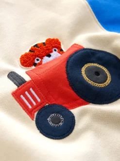 Ecru met kleurvlakken - Sweatshirt met ronde hals en all-over print (3 mnd - 7 jr)