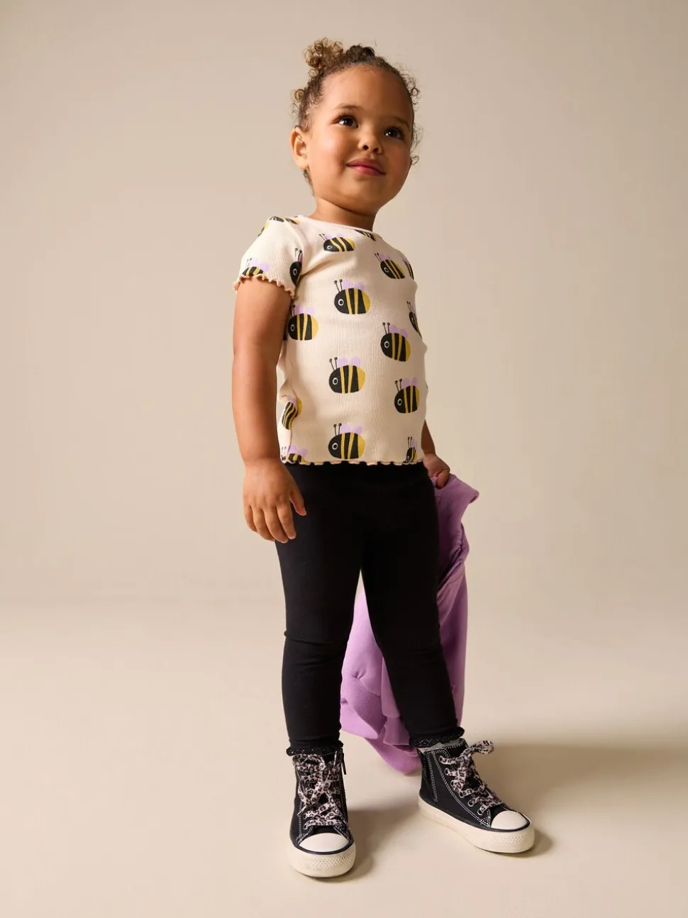 Ecru White Bee - Short Sleeve Rib T-Shirt (3mths-7yrs)