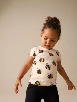 Ecru White Bee - Short Sleeve Rib T-Shirt (3mths-7yrs)