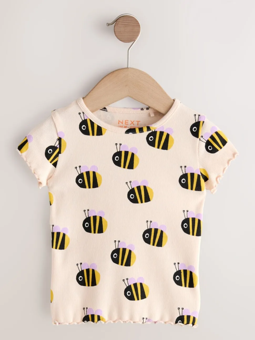 Ecru White Bee - Short Sleeve Rib T-Shirt (3mths-7yrs)
