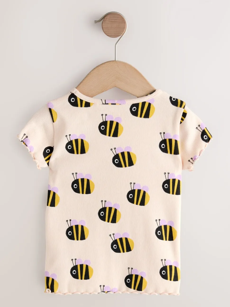 Ecru White Bee - Short Sleeve Rib T-Shirt (3mths-7yrs)