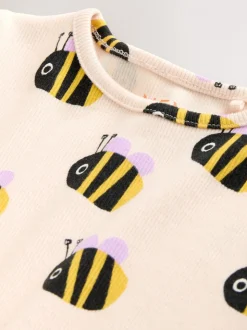 Ecru White Bee - Short Sleeve Rib T-Shirt (3mths-7yrs)