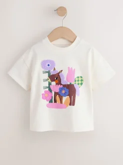 Ecru White Horse - T-shirt met korte mouwen (3 mnd-7 jr)