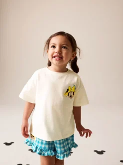 Ecru wit - Disney Minnie and Mickey Short Sleeve Top and Shorts Set (3mths-7yrs)
