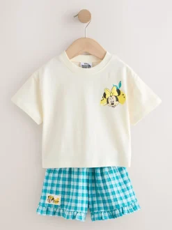 Ecru wit - Disney Minnie and Mickey Short Sleeve Top and Shorts Set (3mths-7yrs)