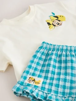 Ecru wit - Disney Minnie and Mickey Short Sleeve Top and Shorts Set (3mths-7yrs)
