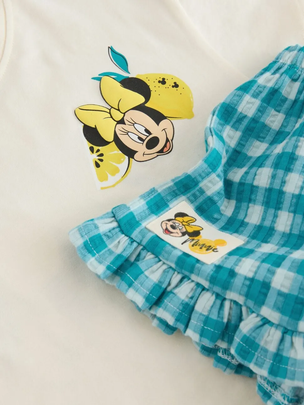 Ecru wit - Disney Minnie and Mickey Short Sleeve Top and Shorts Set (3mths-7yrs)