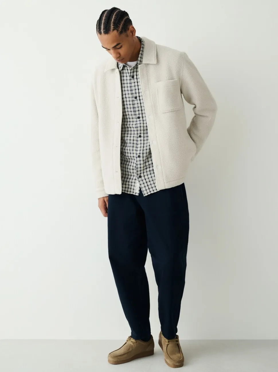 Ecru wit - Fleece shacket