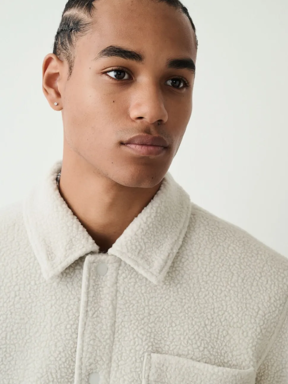 Ecru wit - Fleece shacket