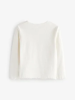 Ecru wit - Geribbeld T-shirt met lange mouwen en katoengehalte (3 mnd-7 jr)