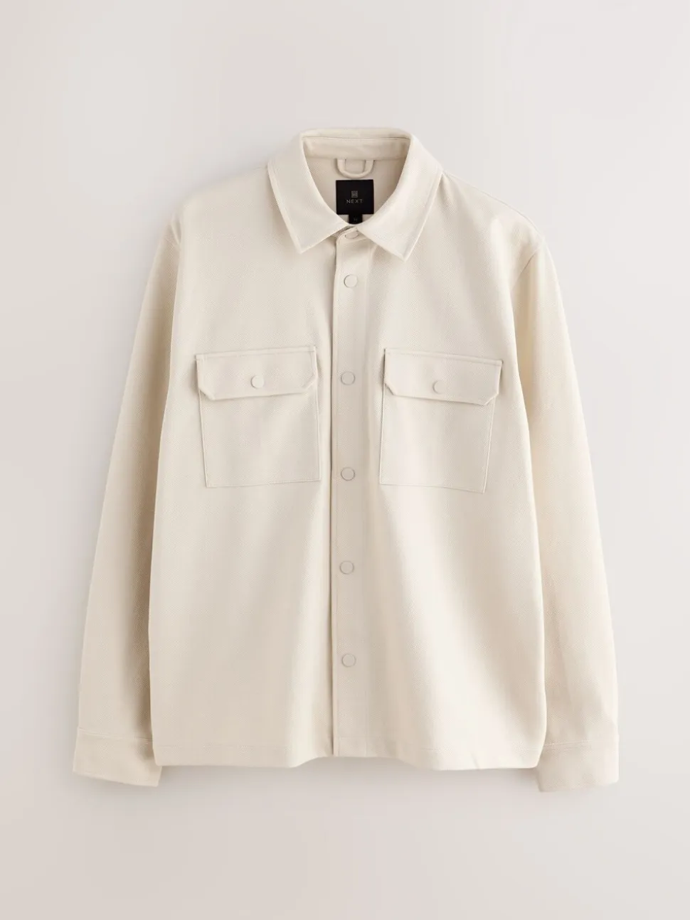 Ecru wit - Jersey keperstof Overshirt met drukknopen
