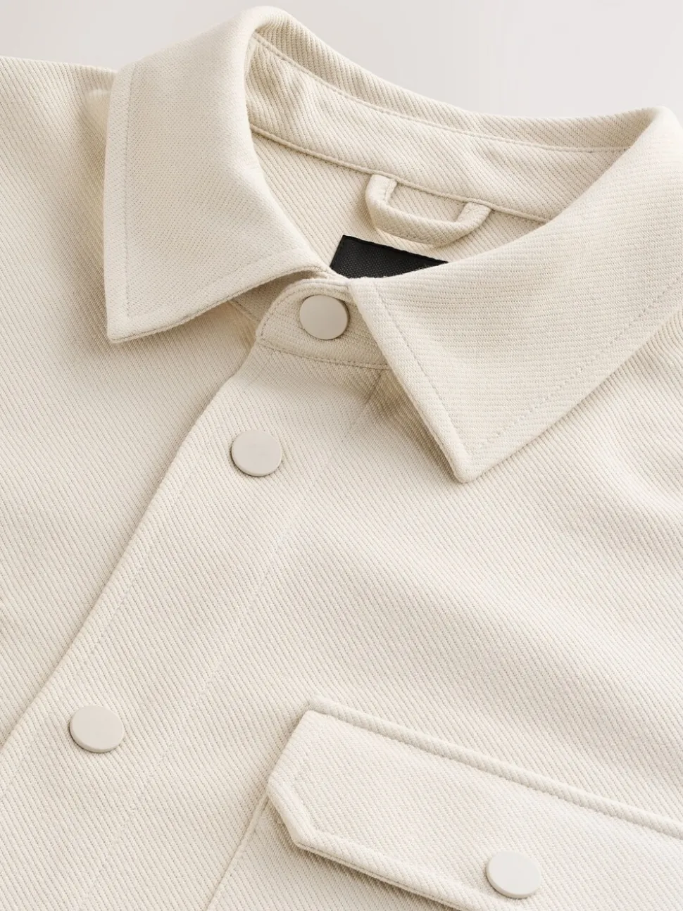 Ecru wit - Jersey keperstof Overshirt met drukknopen