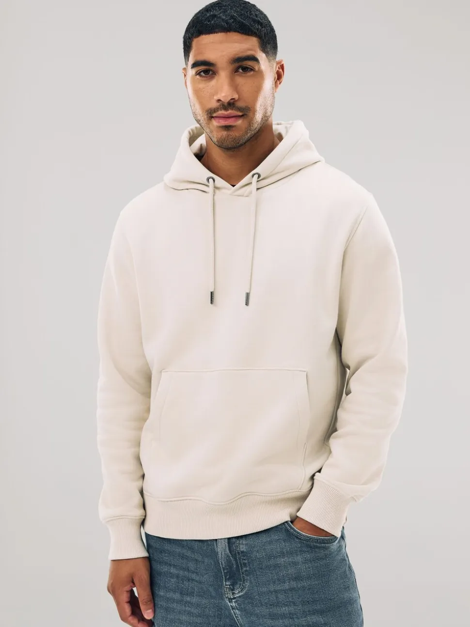 Ecru wit - Normale Pasvorm - Zwaargewicht Cotton Rich Jersey Hoodie