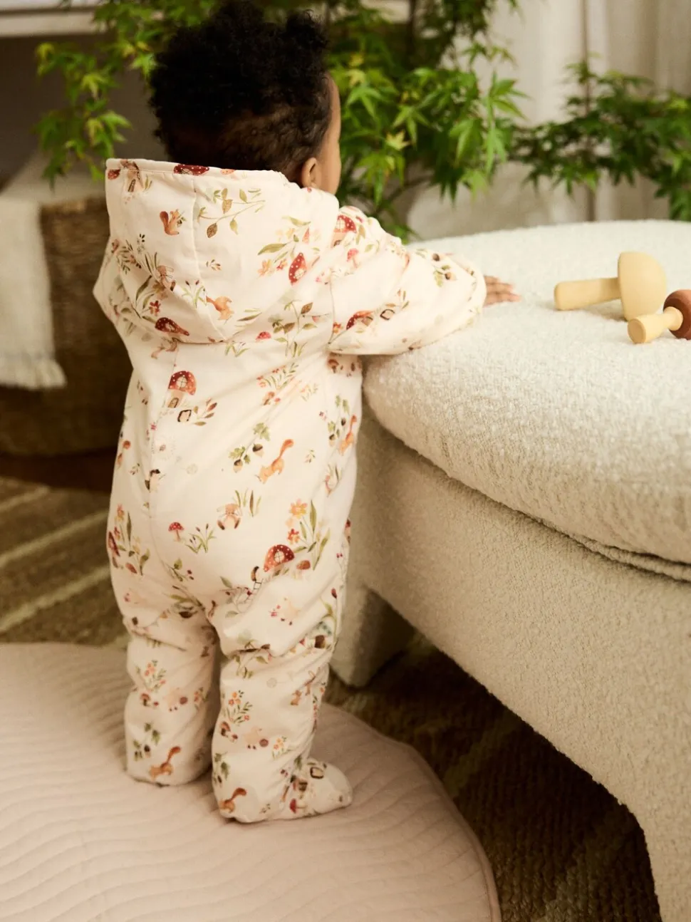 Ecru Woodland trui met capuchon - Baby kinderwagenpak van nylon (0mnd -2jr)