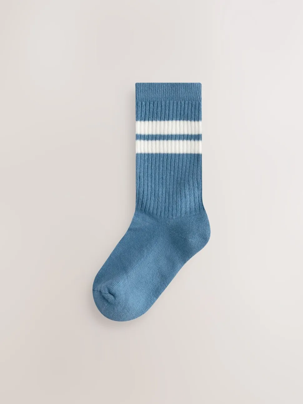 Ecru/Blauw/Mineraal - Set van 5 paar geribbelde sokken met verzacht voetbed, katoengehalte en gekleurde boorden