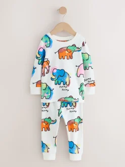 Ecru/Blue/Pink Elephant - Single Loros Pyjamas (9mths-8yrs)