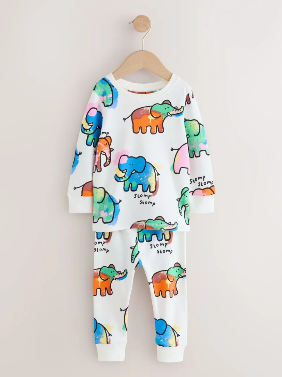 Ecru/Blue/Pink Elephant - Single Loros Pyjamas (9mths-8yrs)