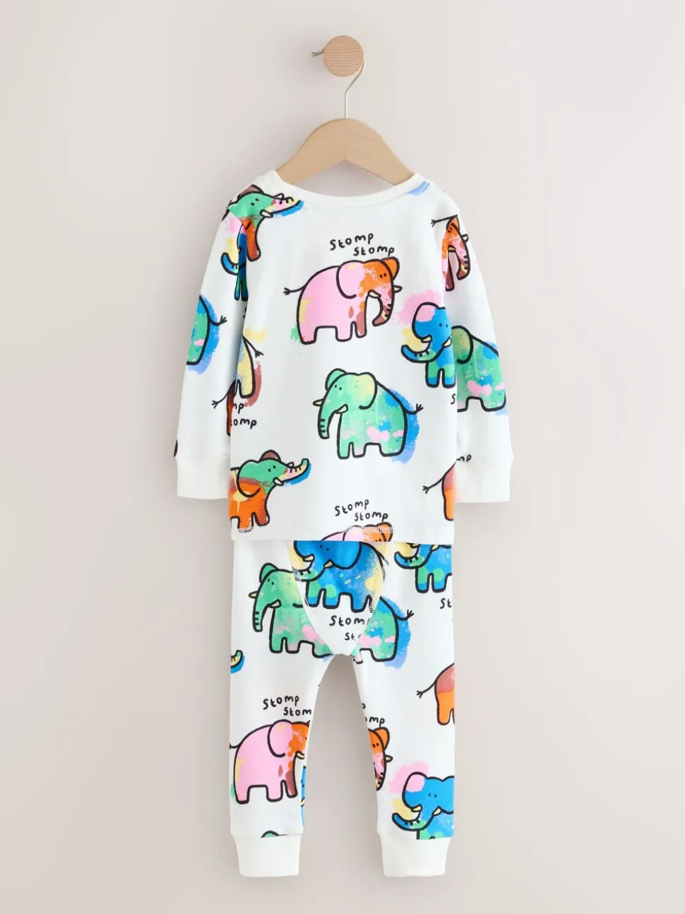 Ecru/Blue/Pink Elephant - Single Loros Pyjamas (9mths-8yrs)