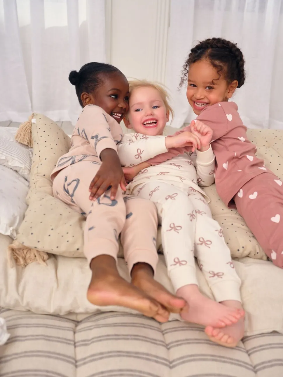 Ecru/Bruin Strikprint - Verpakking van 3 knusse pyjama's (9 mnd-12 jr)