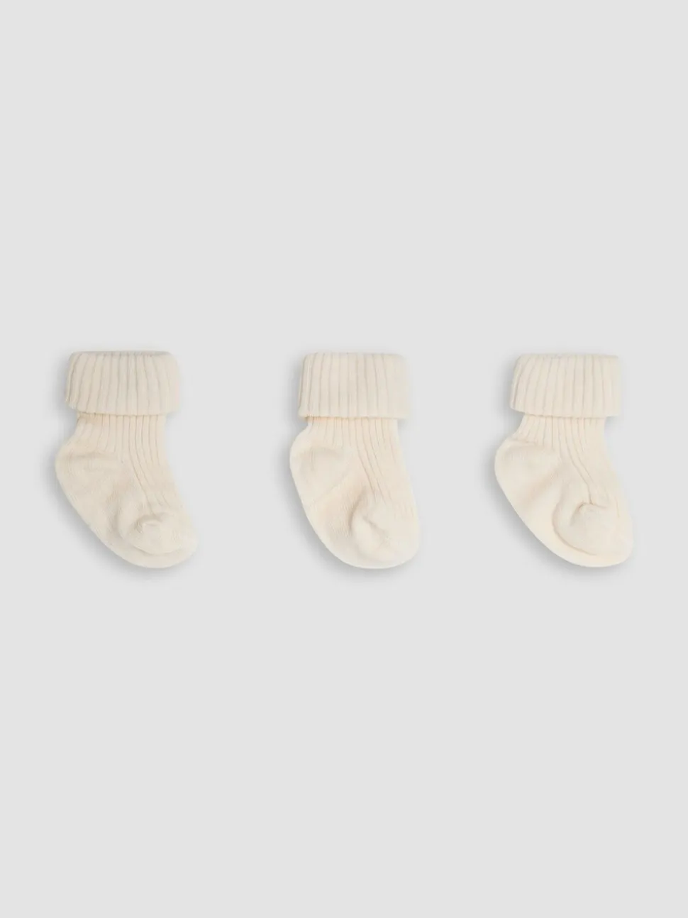 Ecru-crème - JoJo Maman Bébé Baby Geribbelde Sokken 3 Pak