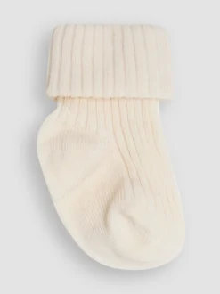 Ecru-crème - JoJo Maman Bébé Baby Geribbelde Sokken 3 Pak