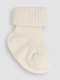Ecru-crème - JoJo Maman Bébé Baby Geribbelde Sokken 3 Pak