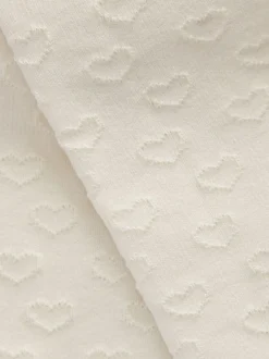 Ecru-crème - Katoenrijke maillots met hartjes en textuur