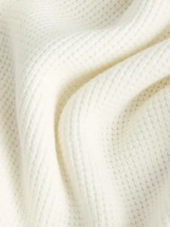 Ecru-crème - Poloshirt met textuur en lange mouwen (3-16jr)