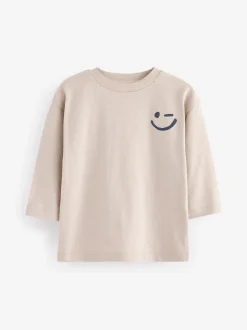Ecru-crème - Semi-effen T-shirt met lange mouwen (3mnd -7jr)